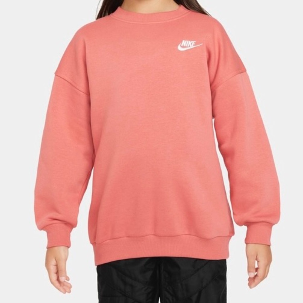 Nike Sportswear Girls Club Fleece Oversized Sweatshirt Salmon S NWT FD2923-655